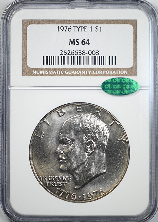 1976 Type 1 Clad Eisenhower Ike Dollar $1 NGC MS64 CAC