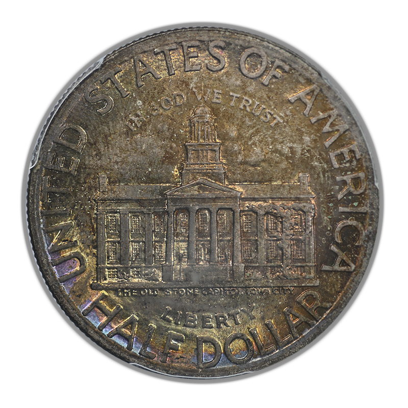 1946 Iowa Classic Commemorative Half Dollar 50C PCGS MS66 CAC - TONED!