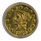 1860 Round California Fractional Gold Liberty Head 1/4 Dollar 25C NGC Token MS65 Obverse