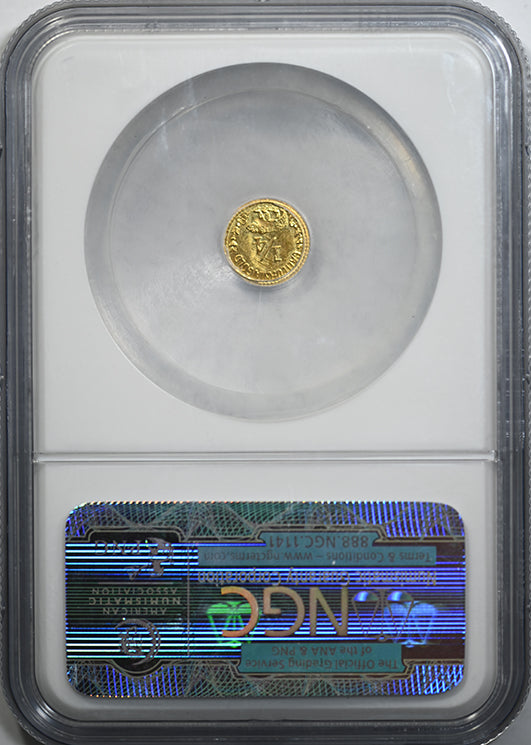 1860 Round California Fractional Gold Liberty Head 1/4 Dollar 25C NGC Token MS65 Reverse Slab