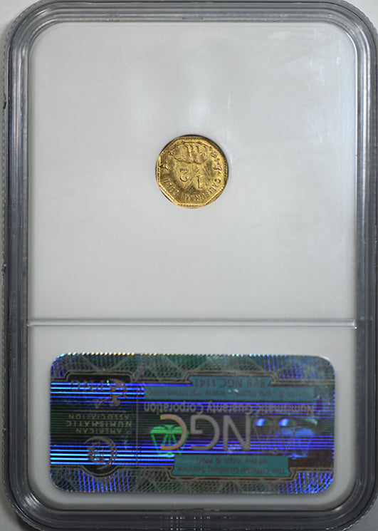 1857 Octagonal California Fractional Gold Indian Head 1/2 Dollar 50C NGC Token MS66 Reverse Slab