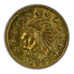 1858 Round California Fractional Gold Indian Head 1/2 Dollar 50C NGC Token MS65 Obverse
