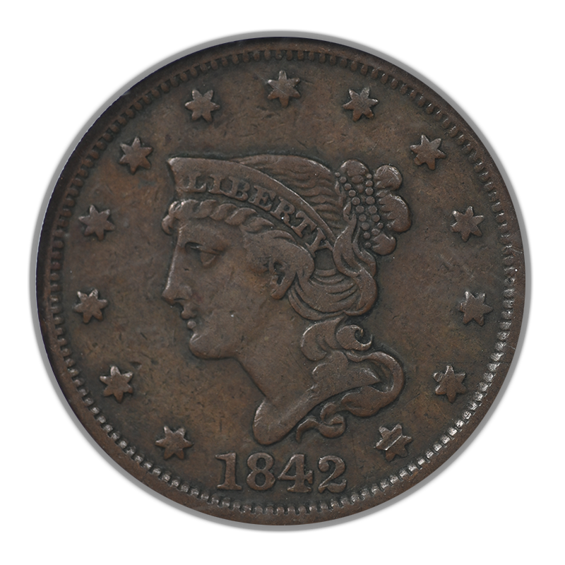 フリア━ 1842 Braided Hair Liberty Head Large Cent 1C NGC VF30BN