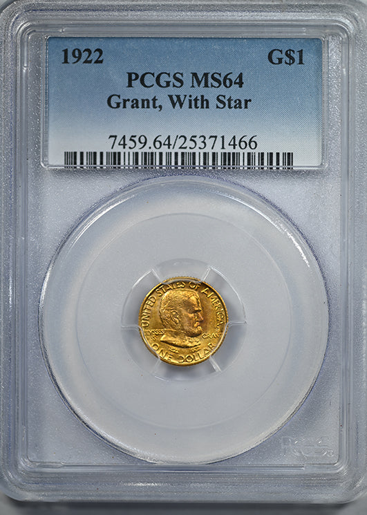 1922 Grant with Star Classic Commemorative Gold Dollar G$1 PCGS MS64