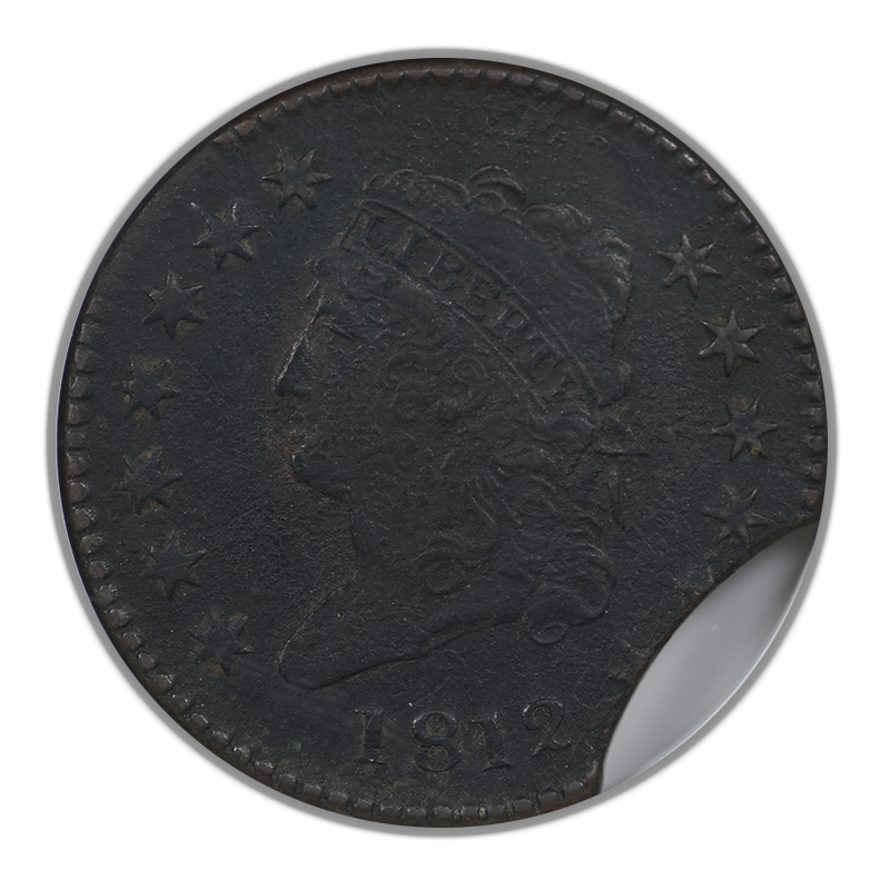 1812 Classic Head Large Cent 1C ANACS Soapbox VF Details S-288 Clip Mint Error