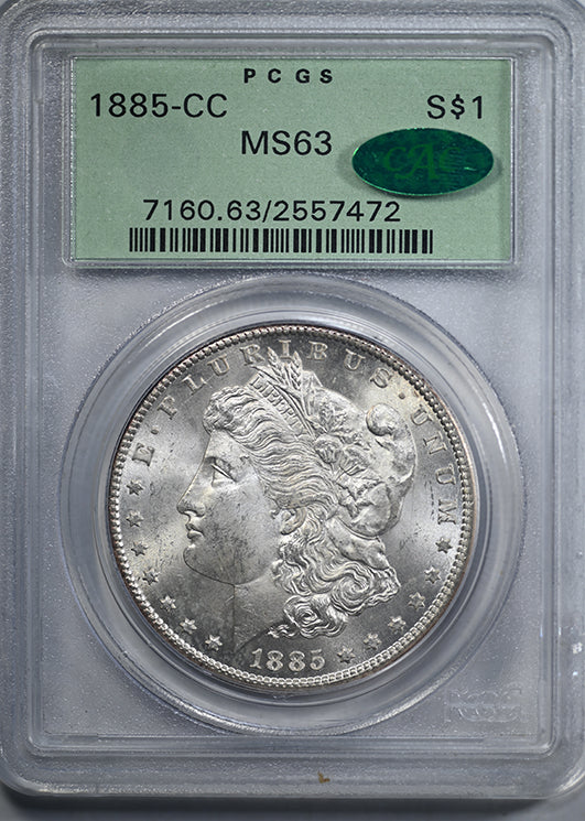 1885-CC Morgan Dollar $1 PCGS MS63 CAC OGH Obverse Slab