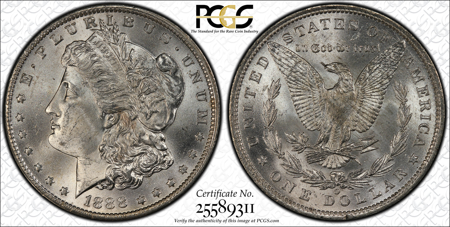 1888-O Morgan Dollar $1 PCGS MS65+ CAC Trueview