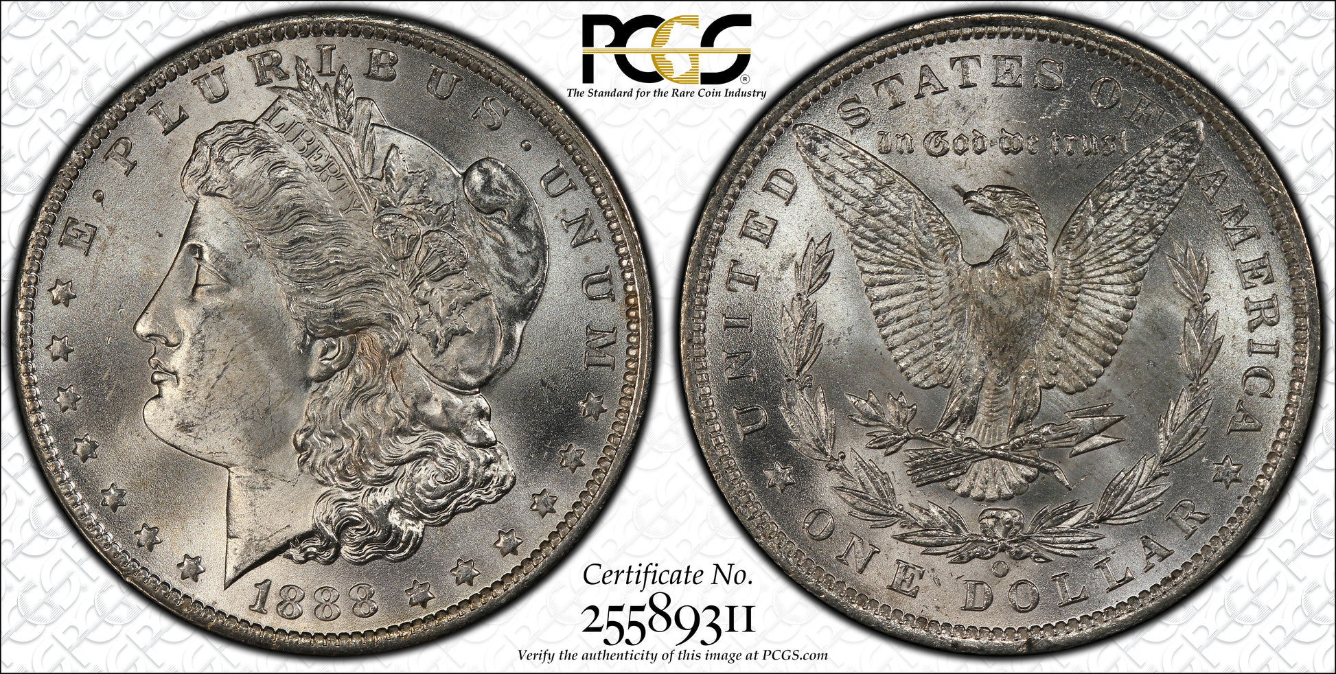 1888-O Morgan Dollar $1 PCGS MS65+ CAC Trueview