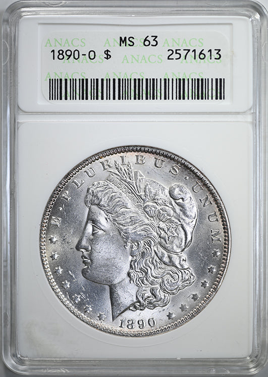 1890-O Morgan Dollar $1 ANACS Soapbox MS63