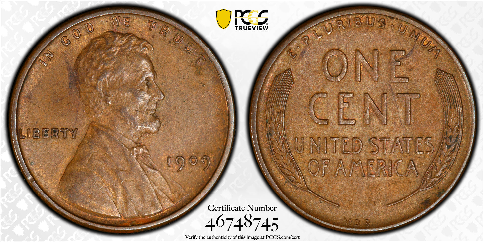 1909 VDB Double Die Obverse Lincoln Wheat Cent 1C PCGS AU58 CAC DDO FS-1101 (012) Trueview