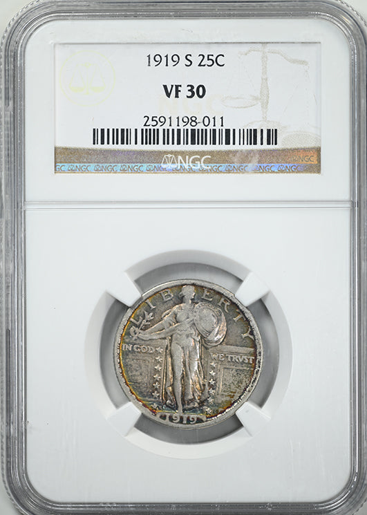 1919-S Standing Liberty Quarter 25C NGC VF30 - TONED!