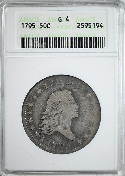 1795 Flowing Hair Half Dollar 50C ANACS Soapbox G4 Obverse Slab