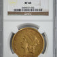 1872-CC Liberty Head Gold Double Eagle $20 NGC XF40 Obverse Slab