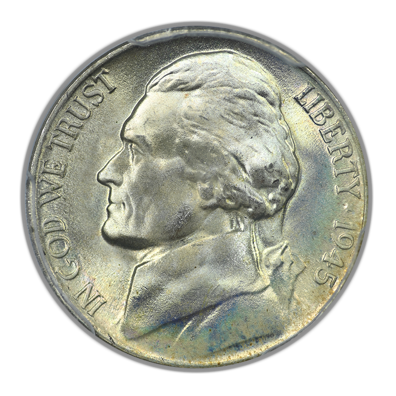 1945-D Jefferson War Nickel 5C PCGS MS66+ - TONED!