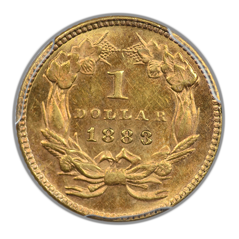1883 Type 3 Indian Princess Head Gold Dollar G$1 PCGS MS63 CAC