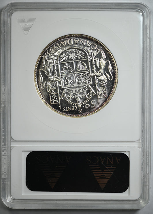 1953 Canada 50C Cents ANACS Soapbox MS63 - Small Date