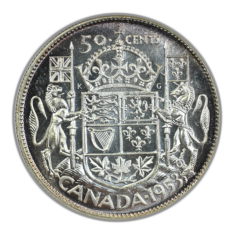 1953 Canada 50C Cents ANACS Soapbox MS63 - Small Date