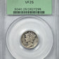 1942/1-D Mercury Dime 10C PCGS VF25 OGH