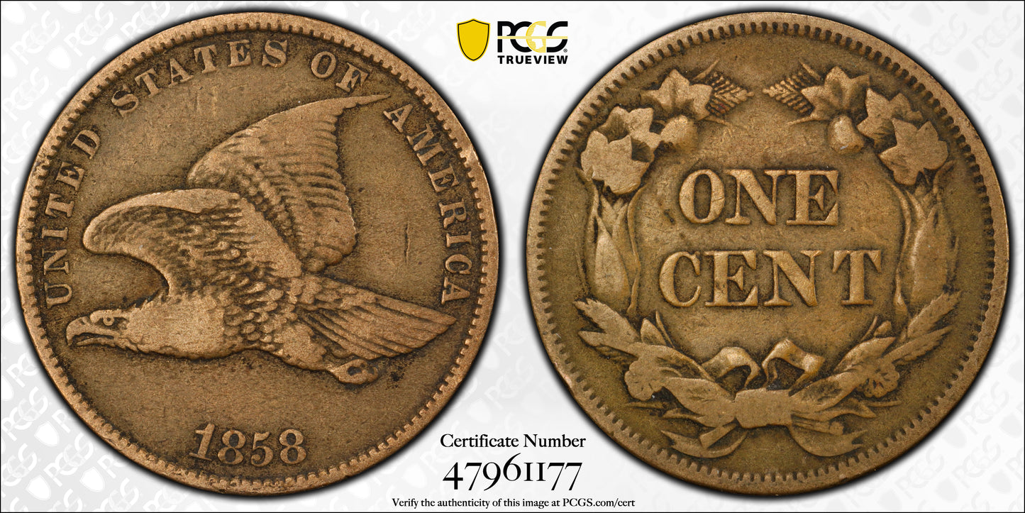 1858 Flying Eagle Cent 1C PCGS VF20 - Small Letters Trueview