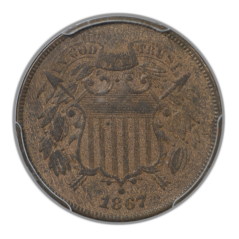1867 Two Cent Piece 2C PCGS AU50