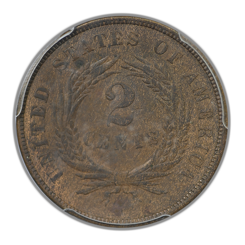 1867 Two Cent Piece 2C PCGS AU50