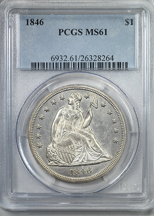 1846 Liberty Seated Dollar $1 PCGS MS61