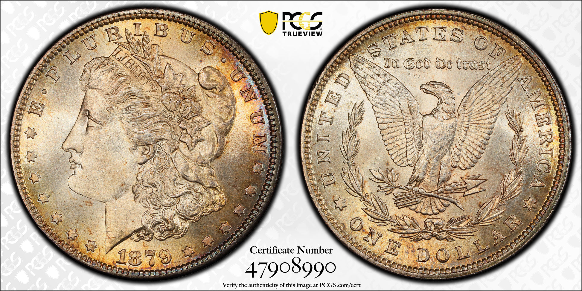 1879 Morgan Dollar $1 PCGS MS66 - TONED! Trueview