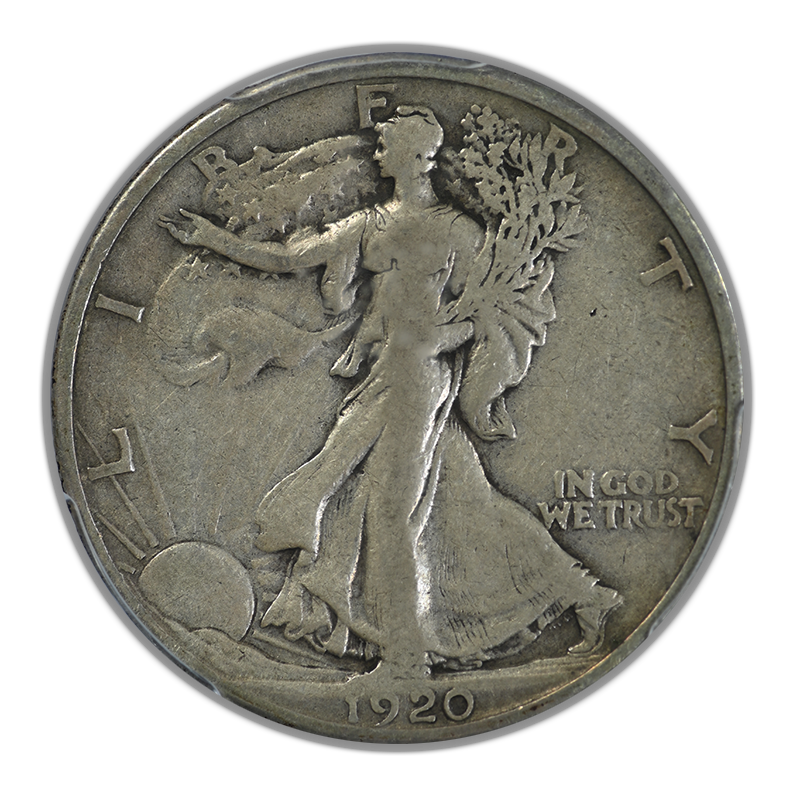 1920-S Walking Liberty Half Dollar 50C PCGS F12 Obverse