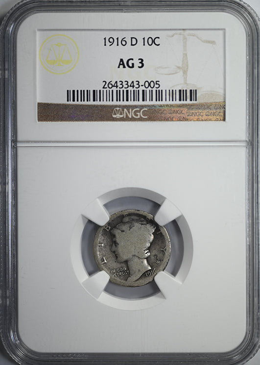 1916-D Mercury Dime 10C NGC AG3