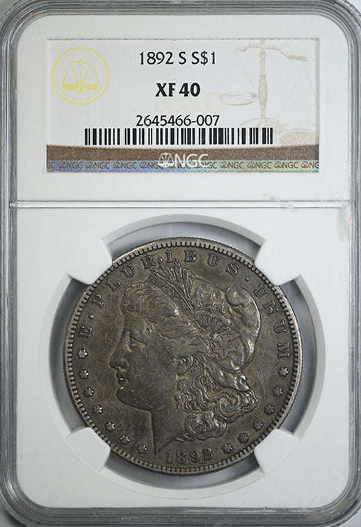 1892-S Morgan Dollar $1 NGC XF40 Obverse Slab