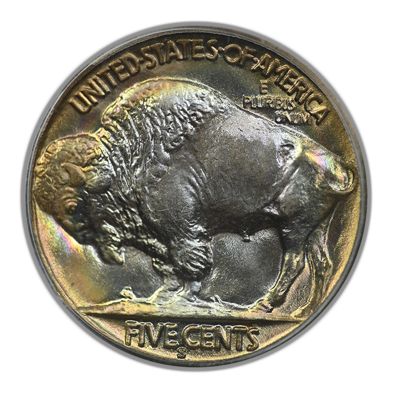 1937-S Buffalo Nickel 5C PCGS MS66 OGH - TONED!