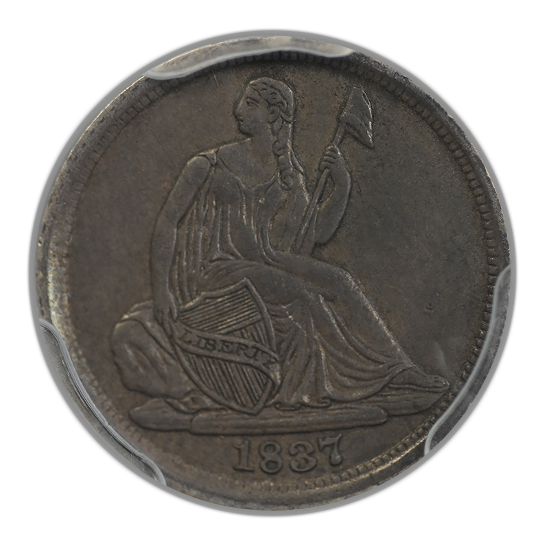 1837 Liberty Seated Half Dime H10C PCGS XF45 - No Stars, Large Date