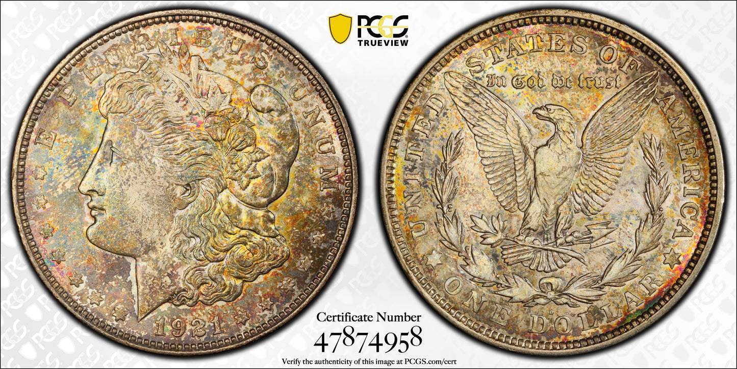 1921-D Morgan Dollar $1 PCGS MS65 - TONED! Trueview