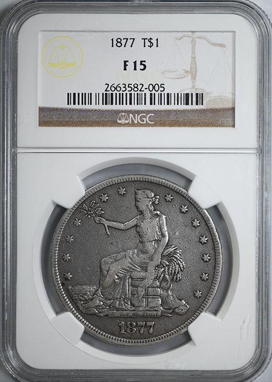 1877 Trade Dollar T$1 NGC F15