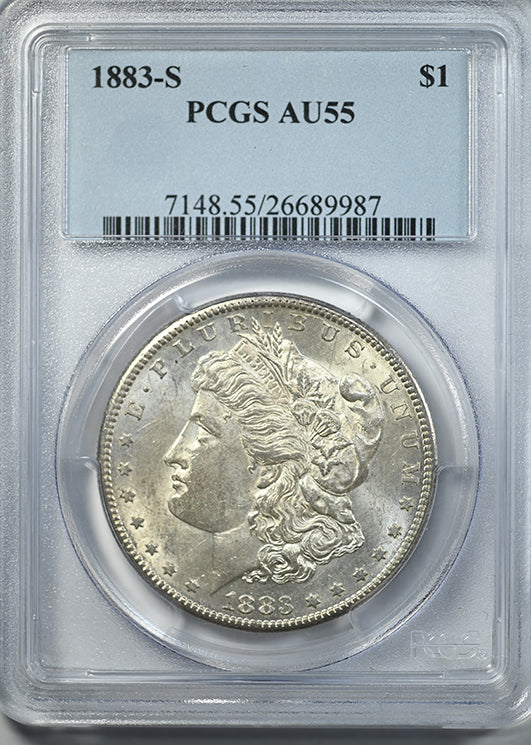 1883-S Morgan Dollar $1 PCGS AU55 Obverse Slab