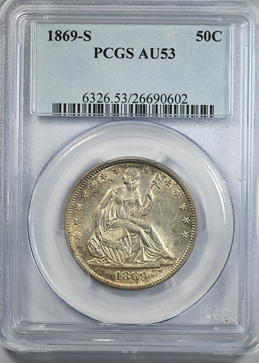 1869-S Liberty Seated Half Dollar 50C PCGS AU53