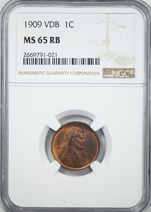 1909 VDB Lincoln Wheat Cent 1C NGC MS65RB