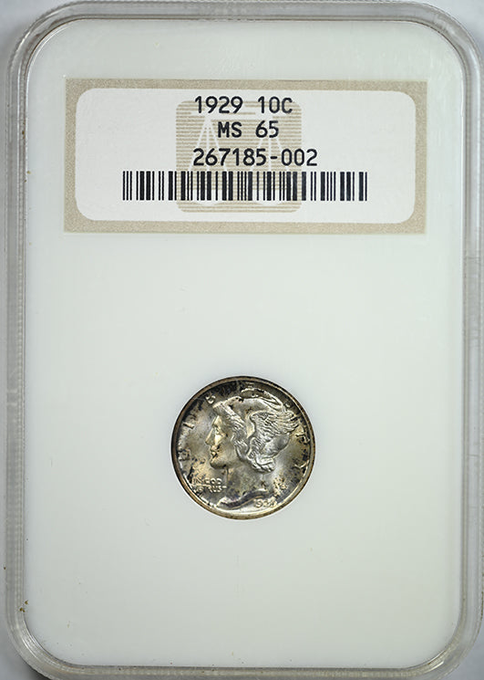 1929 Mercury Dime 10C NGC Fatty MS65