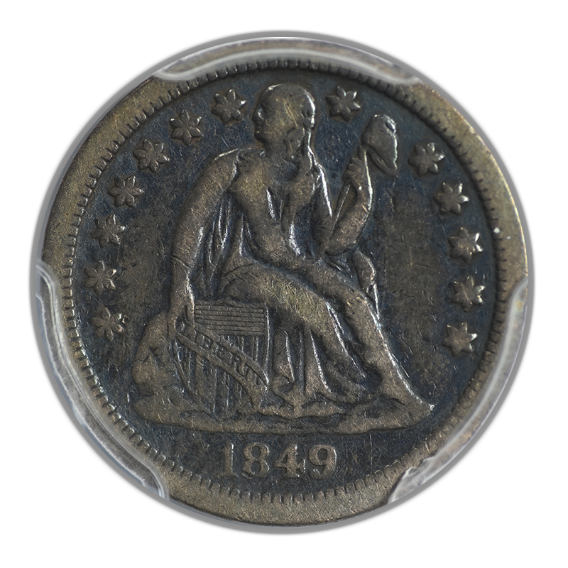 1849-O Liberty Seated Dime 10C PCGS VF20 CAC