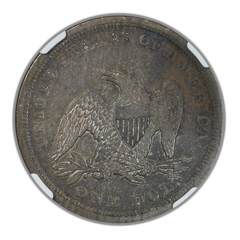 1843 Liberty Seated Dollar $1 NGC VF35 - TONED! Reverse