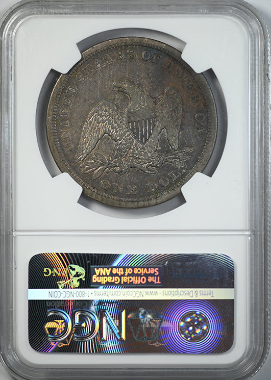 1843 Liberty Seated Dollar $1 NGC VF35 - TONED! Reverse Slab