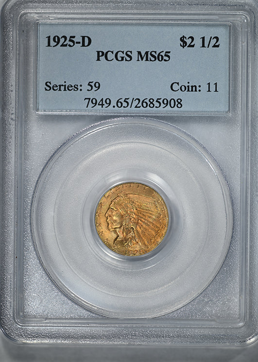 1925-D Indian Head Gold Quarter Eagle $2.50 PCGS MS65 - NICE COLOR!