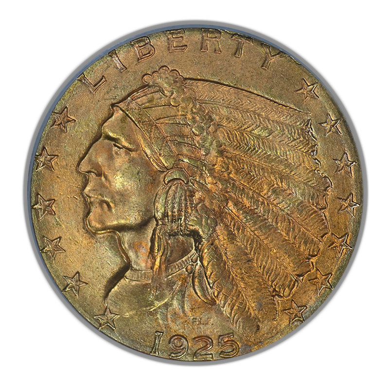1925-D Indian Head Gold Quarter Eagle $2.50 PCGS MS65 - NICE COLOR!