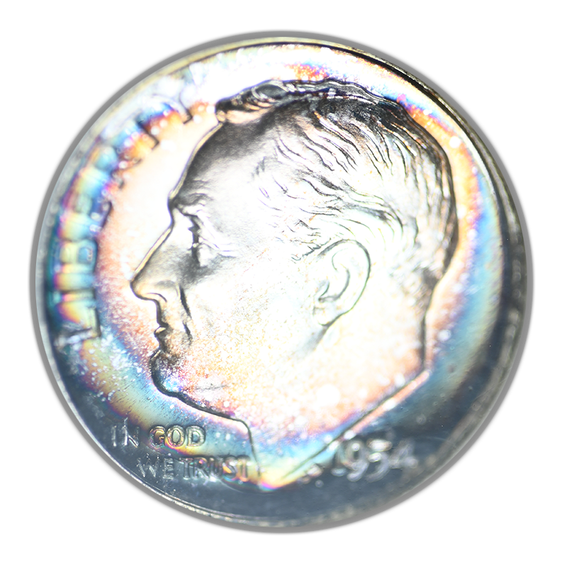 1954 Proof Roosevelt Dime 10C NGC Fatty PR67CAM Cameo - TONED!