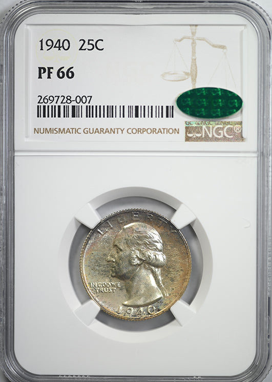 1940 Proof Washington Quarter 25C NGC PF66 CAC