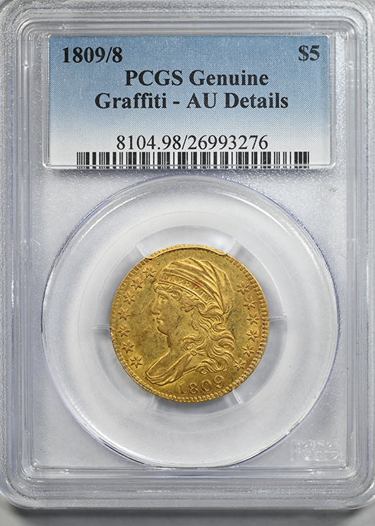 1809/8 Capped Bust Gold Half Eagle $5 PCGS AU Details