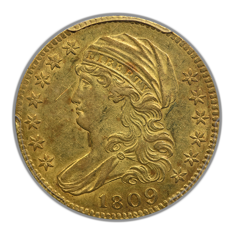 1809/8 Capped Bust Gold Half Eagle $5 PCGS Genuine AU Details