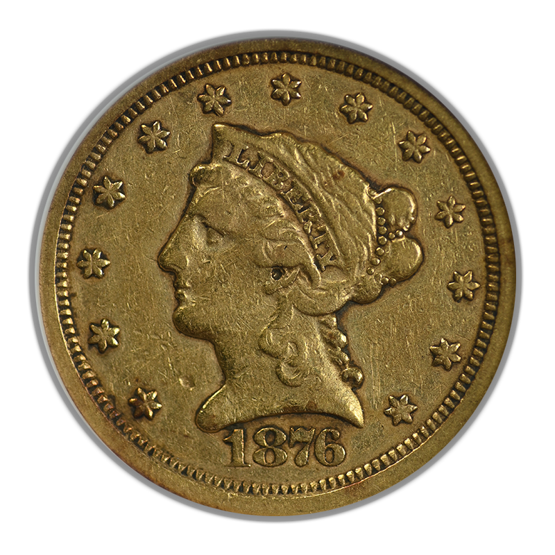 1876-S Liberty Head Gold Quarter Eagle $2.50 ANACS VF30 Obverse