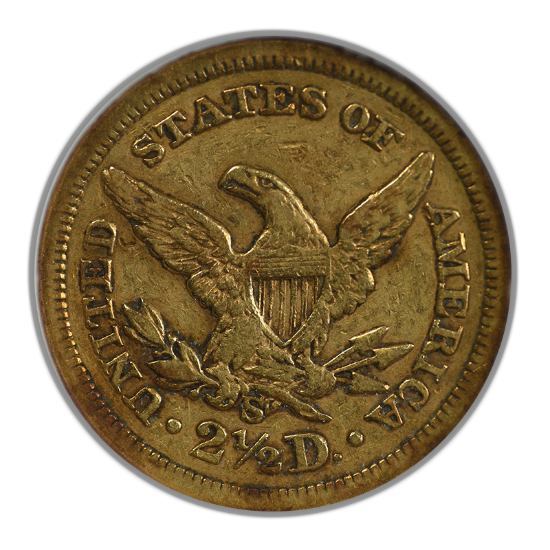 1876-S Liberty Head Gold Quarter Eagle $2.50 ANACS VF30 Reverse