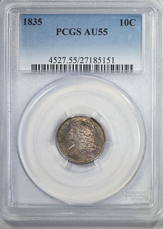 1835 Capped Bust Dime 10C PCGS AU55